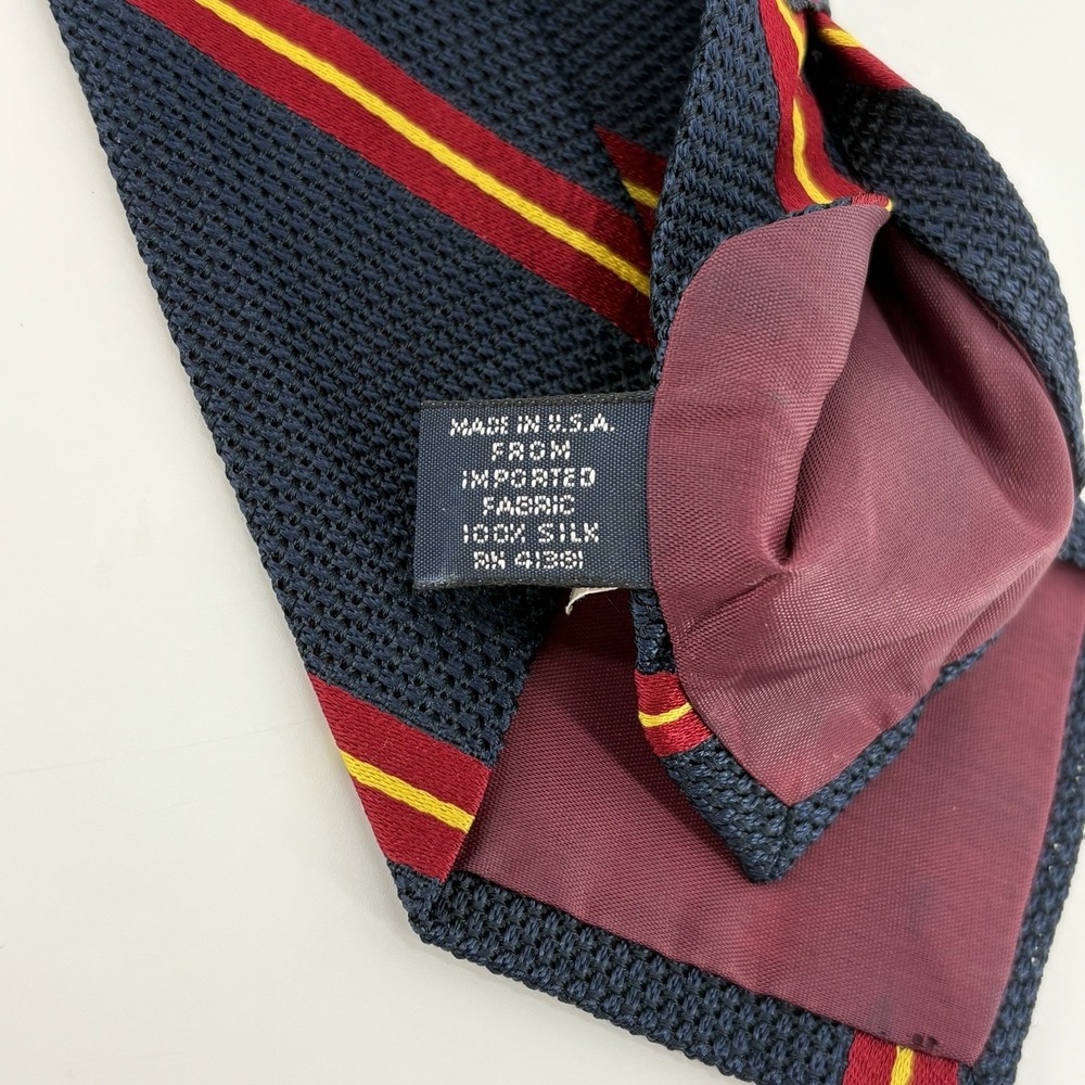 Vintage Polo Ralph Lauren Silk Grenadine Repp Stripe Tie Navy Red Gold USA 57" - Picture 6 of 11